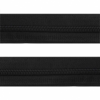 Рулонная молния с покрытием PVC спираль тип 3 (упак.270м) -черная с полосой СВО - купить в Тюмени. Цена: 12.74 руб.