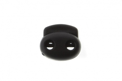 8049ТН Фиксатор пластиковый двухдырочный, 23х20 мм, цвет чёрный - купить в Тюмени. Цена: 1.37 руб.