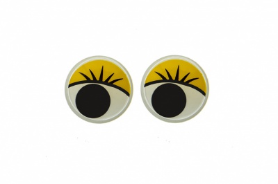 Глазки для игрушек, круглые, с бегающими зрачками, 10 мм/упак.50+/-2 шт, цв. -желтый - купить в Тюмени. Цена: 71.20 руб.