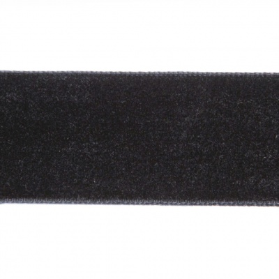 Лента бархатная нейлон, шир.25 мм, (упак. 45,7м), цв.03-черный - купить в Тюмени. Цена: 800.84 руб.