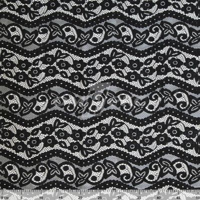 Кружевное полотно #3924, 120 гр/м2, шир.150см, цвет чёрный - купить в Тюмени. Цена 306.27 руб.