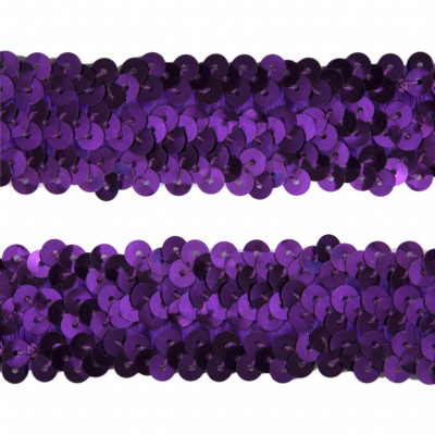 Тесьма с пайетками 12, шир. 30 мм/уп. 25+/-1 м, цвет фиолет - купить в Тюмени. Цена: 1 098.48 руб.