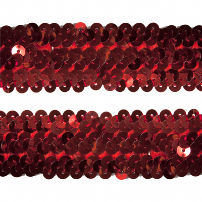 Тесьма с пайетками 3, шир. 30 мм/уп. 25+/-1 м, цвет красный - купить в Тюмени. Цена: 1 087.39 руб.
