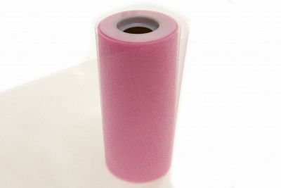 Фатин блестящий в шпульках 16-14, 12 гр/м2, шир. 15 см (в нам. 25+/-1 м), цвет розовый - купить в Тюмени. Цена: 108.61 руб.