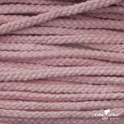 Шнур плетеный d-6 мм круглый, 70% хлопок 30% полиэстер, уп.90+/-1 м, цв.1087-розовый - купить в Тюмени. Цена: 588 руб.