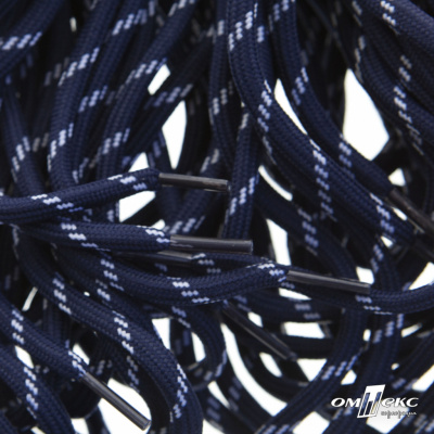 Шнурки #107-19, круглые 130 см, двухцветные цв.тём.синий/белый - купить в Тюмени. Цена: 22.14 руб.