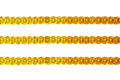 Пайетки "ОмТекс" на нитях, CREAM, 6 мм С / упак.73+/-1м, цв. 92 - золото - купить в Тюмени. Цена: 484.77 руб.