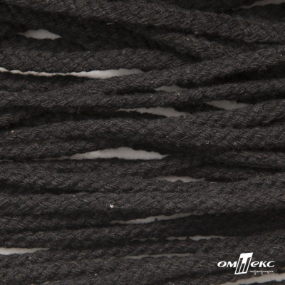 Шнур плетеный d-6 мм круглый, 70% хлопок 30% полиэстер, уп.90+/-1 м, цв.1078-черный - купить в Тюмени. Цена: 588 руб.
