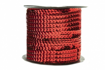 Пайетки "ОмТекс" на нитях, SILVER-BASE, 6 мм С / упак.73+/-1м, цв. 3 - красный - купить в Тюмени. Цена: 468.37 руб.