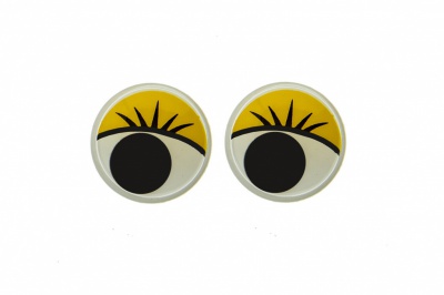 Глазки для игрушек, круглые, с бегающими зрачками, 12 мм/упак.50+/-2 шт, цв. -желтый - купить в Тюмени. Цена: 96.01 руб.