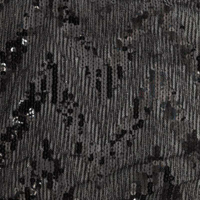 Трикотажное полотно с пайетками, шир.130 см, #311-бахрома чёрная - купить в Тюмени. Цена 1 183.35 руб.