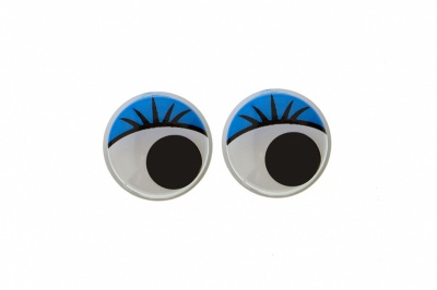 Глазки для игрушек, круглые, с бегающими зрачками, 10 мм/упак.50+/-2 шт, цв. -синий - купить в Тюмени. Цена: 71.20 руб.