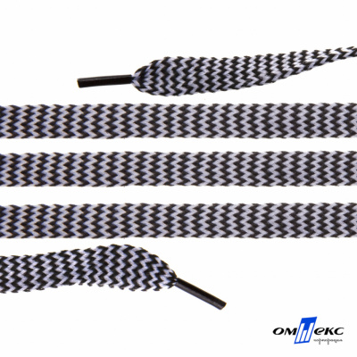 Шнурки #107-07, плоские 130 см, двухцветные цв.серый/чёрный - купить в Тюмени. Цена: 23.03 руб.