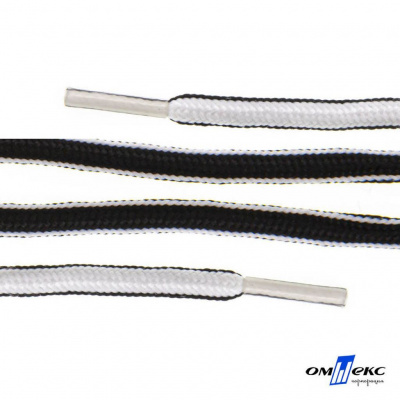 Шнурки #4-27, круглые 130 см, двухцветные (черно/белый) - купить в Тюмени. Цена: 47.04 руб.
