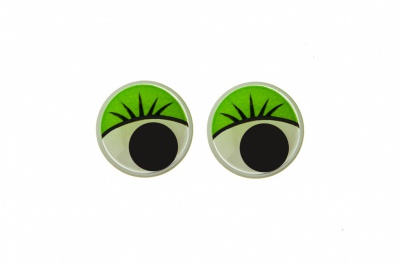 Глазки для игрушек, круглые, с бегающими зрачками, 10 мм/упак.50+/-2 шт, цв. -зеленый - купить в Тюмени. Цена: 71.92 руб.