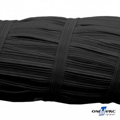 Резиновые нити с текстильным покрытием, шир. 6 мм (55 м/уп), цв.-черный - купить в Тюмени. Цена: 210.75 руб.