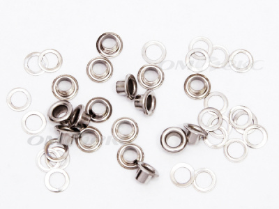 Люверсы металлические, блочка/кольцо, №3 (5 мм) упак.1000 шт- цв.никель - купить в Тюмени. Цена: 215.60 руб.
