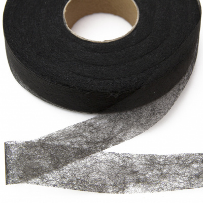 Прокладочная лента (паутинка) DF23, шир. 20 мм (боб. 100 м), цвет чёрный - купить в Тюмени. Цена: 2.03 руб.