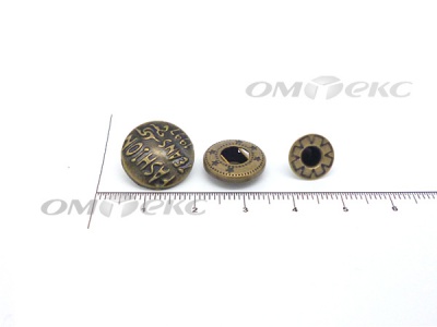Кнопки металл 15 мм альфа антик с рис.№3  - купить в Тюмени. Цена: 2.90 руб.