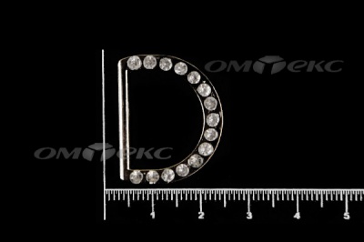 Полукольцо со стразами 19мм никель  - купить в Тюмени. Цена: 5.34 руб.