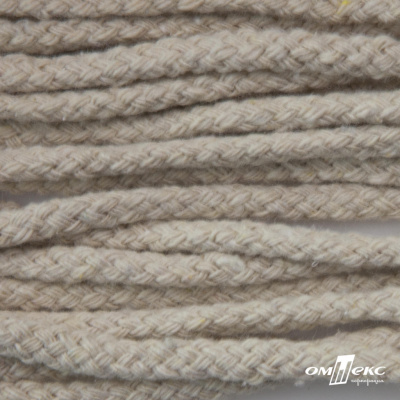 Шнур плетеный d-6 мм круглый, 70% хлопок 30% полиэстер, уп.90+/-1 м, цв.1077-лён - купить в Тюмени. Цена: 588 руб.