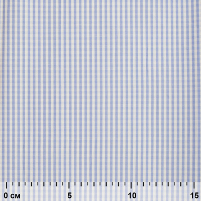 Ткань сорочечная Клетка Виши, 115 г/м2, 58% пэ,42% хл, шир.150 см, цв.2-голубой, (арт.111) - купить в Тюмени. Цена 306.69 руб.