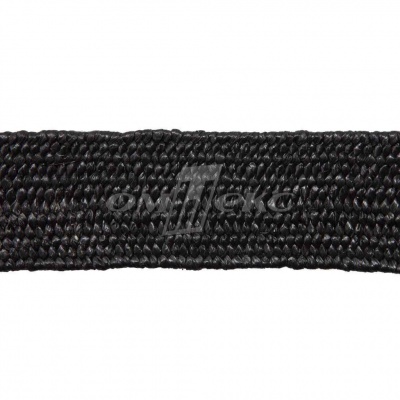 Тесьма отделочная полипропиленовая плетеная эластичная #1, шир. 40мм, цв.- черный - купить в Тюмени. Цена: 50.99 руб.