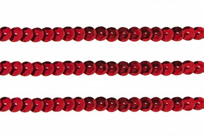 Пайетки "ОмТекс" на нитях, SILVER-BASE, 6 мм С / упак.73+/-1м, цв. 3 - красный - купить в Тюмени. Цена: 468.37 руб.