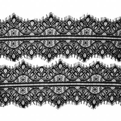 Кружево "Реснички" (Шантильи), шир. 140 мм, 75411, (уп.3 м), цв.-чёрный - купить в Тюмени. Цена: 169.98 руб.