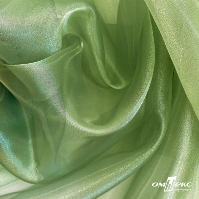 Ткань органза, 100% полиэстр, 28г/м2, шир. 150 см, цв. #27 зеленый - купить в Тюмени. Цена 86.24 руб.