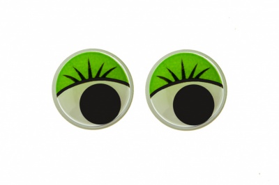 Глазки для игрушек, круглые, с бегающими зрачками, 15 мм/упак.50+/-2 шт, цв. -зеленый - купить в Тюмени. Цена: 113.01 руб.