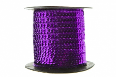 Пайетки "ОмТекс" на нитях, SILVER-BASE, 6 мм С / упак.73+/-1м, цв. 12 - фиолет - купить в Тюмени. Цена: 300.55 руб.