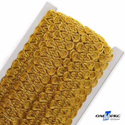 Тесьма металлизированная 0384-0777, шир. 34 мм/уп. 25+/-1 м, цвет золото - купить в Тюмени. Цена: 586.51 руб.
