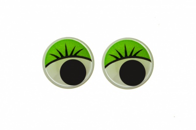 Глазки для игрушек, круглые, с бегающими зрачками, 12 мм/упак.50+/-2 шт, цв. -зеленый - купить в Тюмени. Цена: 95.04 руб.