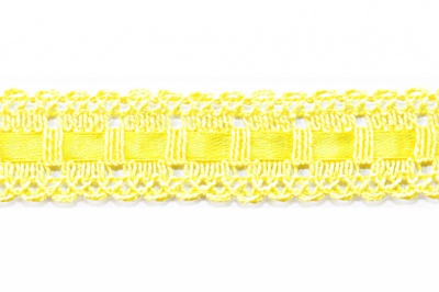 Тесьма кружевная 0621-1605, шир. 25 мм/уп. 20+/-1 м, цвет 017-жёлтый - купить в Тюмени. Цена: 400.25 руб.