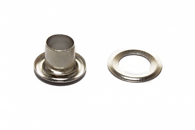 Люверсы металлические "ОмТекс", блочка/кольцо, (4 мм) - цв.никель - купить в Тюмени. Цена: 0.24 руб.
