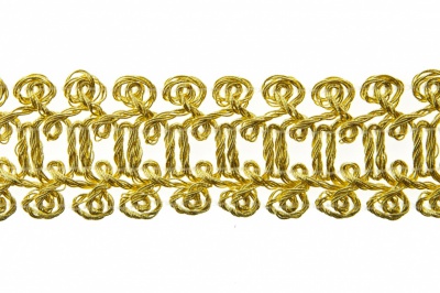 Тесьма металлизированная 7866, шир. 25 мм/уп. 13,7+/-1 м, цвет золото - купить в Тюмени. Цена: 1 293.60 руб.