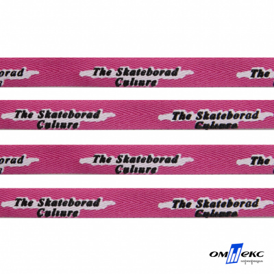 Тесьма отделочная (киперная) 10 мм, 100% хлопок,"THE SKATEBOARD CULIURE"(45 м) цв.121-26 -яр.розовый - купить в Тюмени. Цена: 850.62 руб.