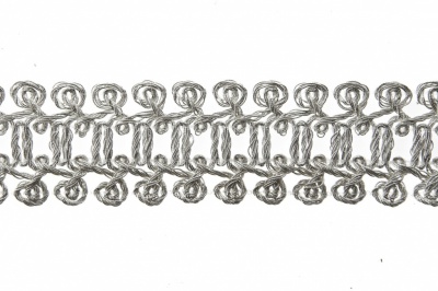 Тесьма металлизированная 7866, шир. 25 мм/уп. 13,7+/-1 м, цвет серебро - купить в Тюмени. Цена: 1 293.60 руб.