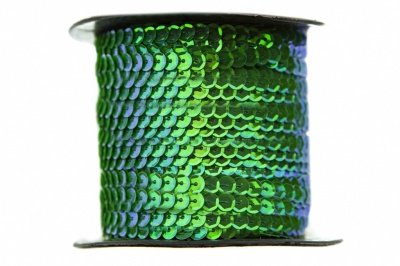 Пайетки "ОмТекс" на нитях, CREAM, 6 мм С / упак.73+/-1м, цв. 94 - зеленый - купить в Тюмени. Цена: 297.48 руб.