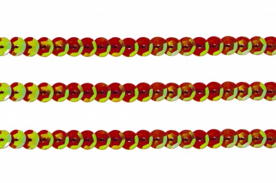 Пайетки "ОмТекс" на нитях, CREAM, 6 мм С / упак.73+/-1м, цв. 96 - красный - купить в Тюмени. Цена: 484.77 руб.