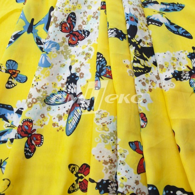 Плательная ткань "Софи" 7.2, 75 гр/м2, шир.150 см, принт бабочки - купить в Тюмени. Цена 241.49 руб.