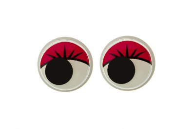 Глазки для игрушек, круглые, с бегающими зрачками, 12 мм/упак.50+/-2 шт, цв. -красный - купить в Тюмени. Цена: 95.04 руб.